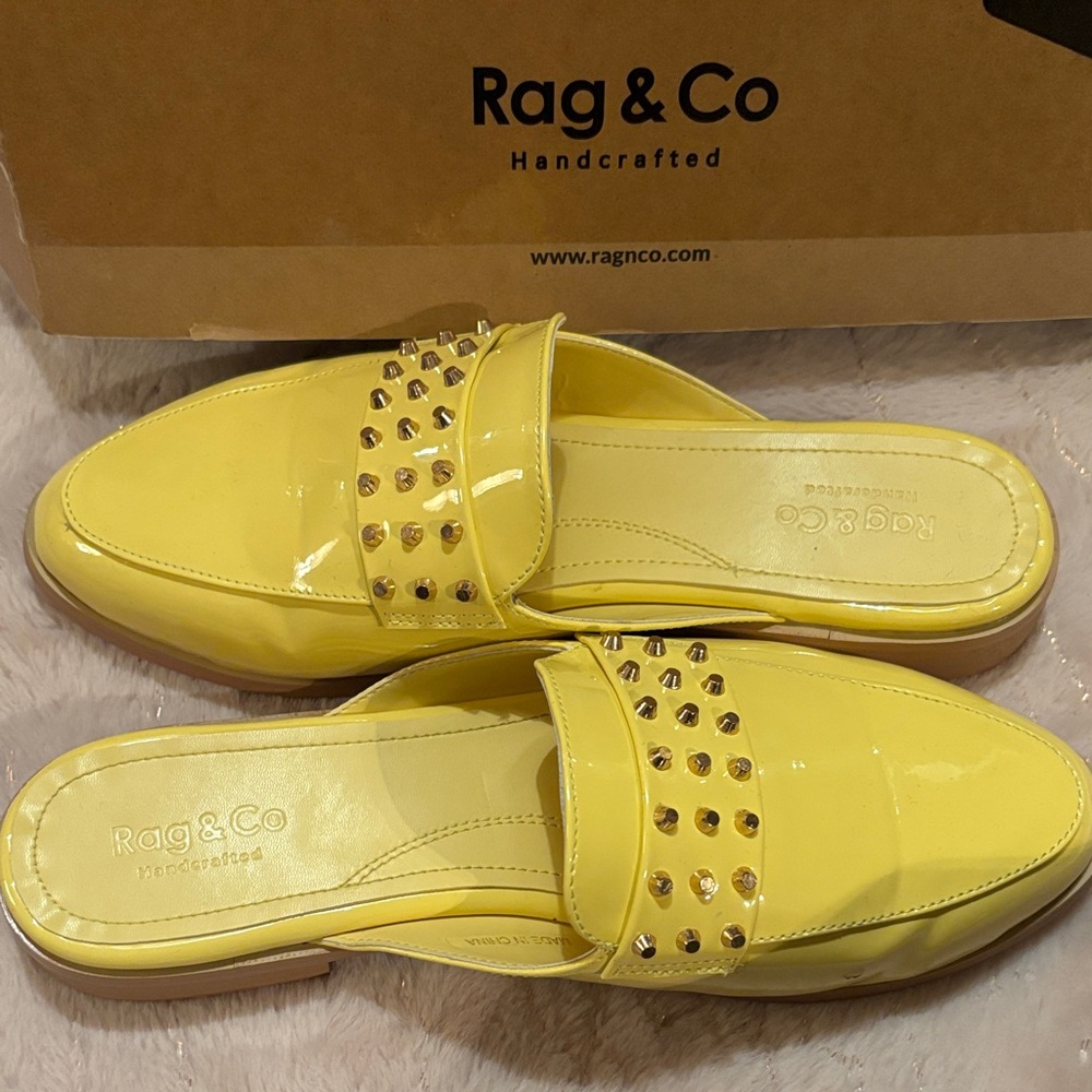 Rags and Couture Yellow Studded Mules